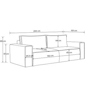 NAPI II Sofa 3 Sitzer Graphit - Breite: 244 cm