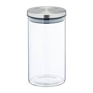 Vorratsgläser 4er Set je 1000 ml Silber - Glas - Metall - Kunststoff - 10 x 18 x 10 cm