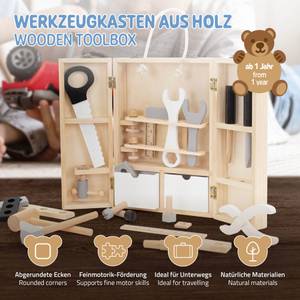 Werkzeugkasten aus Holz für Kinder Braun - Massivholz - 30 x 8 x 42 cm