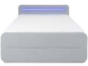 Bett Chicago mit LED-Beleuchtung und USB Grau - Textil - 180 x 100 x 221 cm