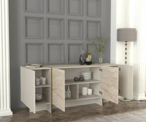 Sideboard mit Granit Optik Beige - Holzwerkstoff - 180 x 75 x 46 cm