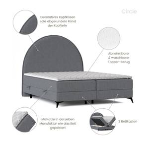 Boxspringbett Circle Anthrazit - Breite: 160 cm