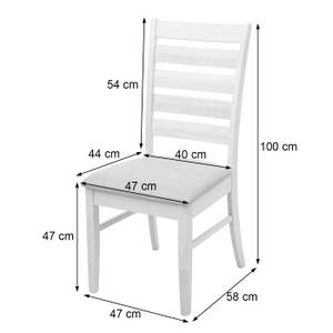 Chaise salle à manger G47 (lot de 6) Gris - En partie en bois massif - 47 x 100 x 58 cm