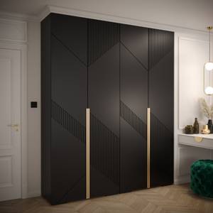 Drehtürenschrank Manhattan Ryfel 7 Schwarz - Gold - 4 Türen