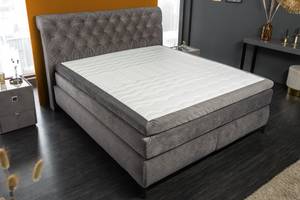 Boxspringbett VERONA Grau - Textil - 190 x 128 x 225 cm