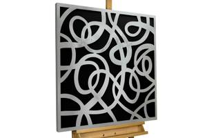 Metallbild Swirling Dance Schwarz - Silber - Metall - 80 x 80 x 3 cm