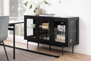 Sideboard Angus Schwarz - Holz teilmassiv - 140 x 82 x 40 cm