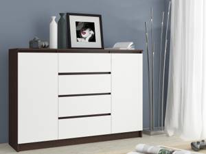 Commode K140 2T 4S CLP Imitation wengé - Blanc