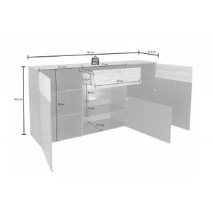 Buffet 3 portes 3 tiroirs - MARBELLA Gris - Bois manufacturé - 195 x 95 x 41 cm