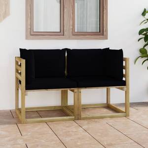 Garten-Ecksofas mit Kissen 2er Set V487 Schwarz