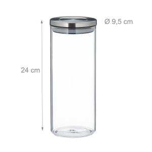 Vorratsglas 3er Set 1,5 Liter Silber - Glas - Metall - Kunststoff - 10 x 24 x 10 cm