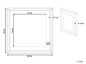 Wandbild mit Rahmen BAGI Blau - Gold - Grau - Papier - 60 x 60 x 4 cm