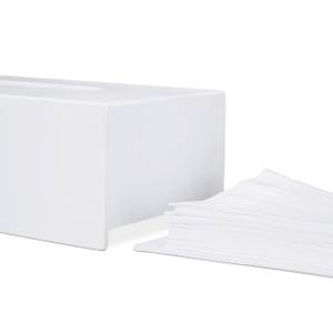 Lot de 2 boîtes à lingettes bambou blanc Blanc - Bambou - 28 x 9 x 16 cm