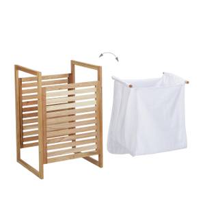 Meuble à linge avec couvercle Marron - Blanc - Bois manufacturé - Textile - 40 x 60 x 35 cm