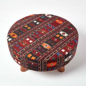 Hocker Kilim-Design Holzfüße Rund 62 x 30 x 62 cm