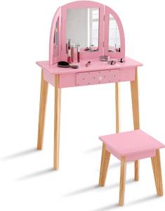 2-in-1-Schminktischset Pink - Holzwerkstoff - 30 x 96 x 60 cm