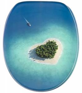 WC-Sitz Dream Island Blau - Holzwerkstoff - 38 x 6 x 47 cm