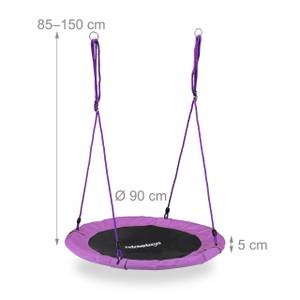 Balançoire nid d'oiseau rond 90 cm Noir - Mauve - Blanc