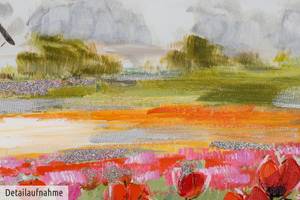 Tableau Saison des tulipes en Hollande Rouge - Bois massif - Textile - 60 x 90 x 4 cm