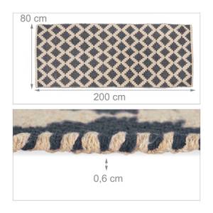 Tapis en coton 80 x 200 cm Beige - Gris - Textile - 200 x 1 x 80 cm