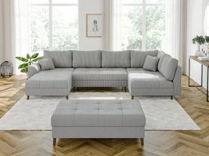 Hocker Neo Cord-Stoff Grau - Massivholz - Textil - Holzart/Dekor - Holz teilmassiv - 118 x 40 x 73 cm