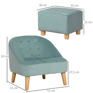 Kindersofa-Set mit Fußhocker 310-062GN Grün