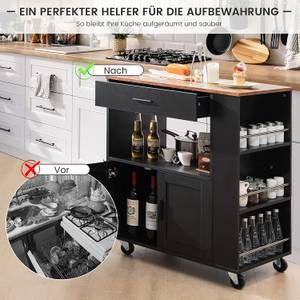 Küchenwagen auf Rollen, Servierwagen Schwarz - Holzwerkstoff - 50 x 92 x 82 cm