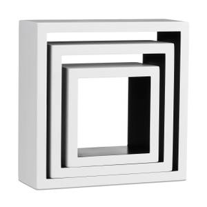 Étagère à suspendre lot de 3 cubes Noir - Blanc - Bois manufacturé - 25 x 25 x 25 cm