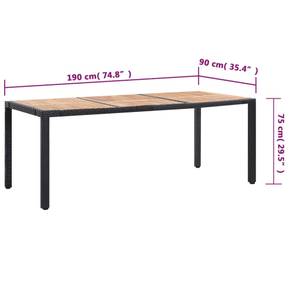 Salle à manger (lot de 9) 3001857-1 Noir - Matière plastique - Polyrotin - 90 x 75 x 190 cm