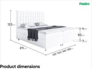 Boxspringbett Aston Weiß - Breite: 120 cm - H4