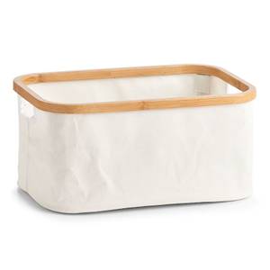 Aufbewahrungskorb, Canvas/Bamboo, creme Beige - Textil - 38 x 26 x 18 cm