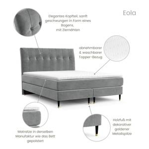 Boxspringbett Eola II Taschenfeder Grau - Breite: 180 cm