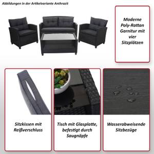 XXL Poly-Rattan Garnitur F10 (4-tlg) Anthrazit