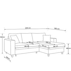 Ecksofa EGRET Orangerot - Armlehne beidseitig montierbar - Ecke davorstehend rechts - Ottomane davorstehend rechts