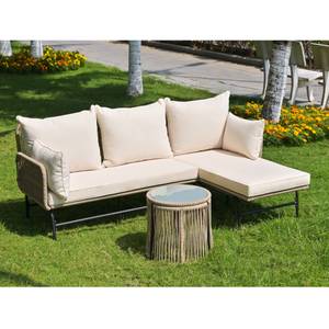 Gartenlounge-Set DianaⅢ Beige - Metall - Textil - 200 x 80 x 130 cm