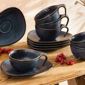 Kaffeeservice TIME BLACK (12er-Set) Blau - Porzellan