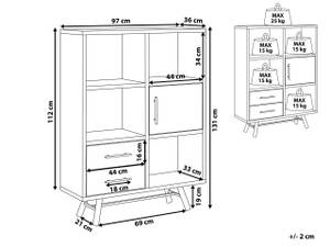 Bibliothèque ATLANTA Noir - Marron - Bois manufacturé - 97 x 131 x 36 cm