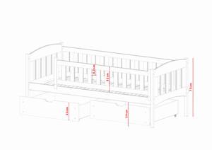 Einzelbett Gucio Grau - Massivholz - Holzart/Dekor - 80 x 75 x 180 cm