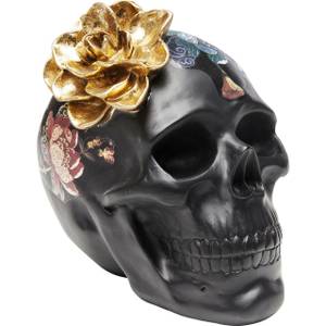 Deko Objekt Flower Skull Gold - Kunststoff - 17 x 22 x 24 cm