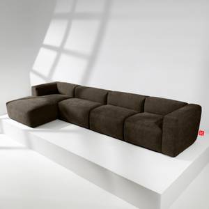 Ecksofa BUFFO 6-Sitzer Braun - Breite: 377 cm - Armlehne beidseitig montierbar - Ecke davorstehend links - Ottomane davorstehend links