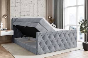 Boxspringbett AMAY KING Hellgrau - Breite: 140 cm