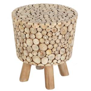 Teakholz Hocker Merida Beige - Massivholz - 36 x 40 x 36 cm