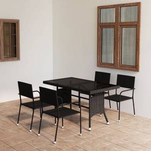 Salle à manger (lot de 5) 3009977-2 Noir - Métal - Polyrotin - 80 x 74 x 140 cm