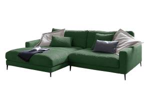 Ecksofa Canapé CARA Cordon Vert foncé - Angle à gauche (vu de face)