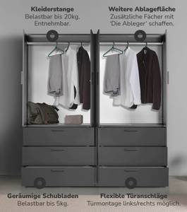 Kleiderschrank Der Grenzenlose II Anthrazit - Breite: 180 cm - 4 Türen