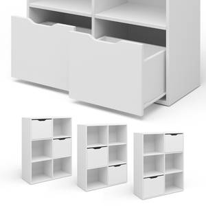 Raumteiler „Ruben“ Weiß 6 Fächer 2 Schub Weiß - Holz teilmassiv - 80 x 101 x 30 cm