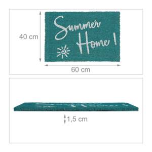 Kokos Fußmatte Summer Home Blau - Weiß - Naturfaser - Kunststoff - 60 x 2 x 40 cm