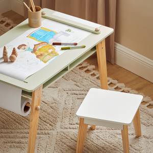 Kindertisch mit 2 Stühlen KMB92-GR Braun - Grün - Weiß - Holzwerkstoff - Massivholz - Holzart/Dekor - 80 x 50 x 48 cm