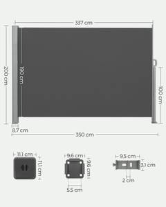 Seitenmarkise Summer Grau - Metall - 350 x 2 x 200 cm