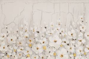 Tableau Gathering of Flowers Noir - Bois massif - Textile - 80 x 80 x 4 cm